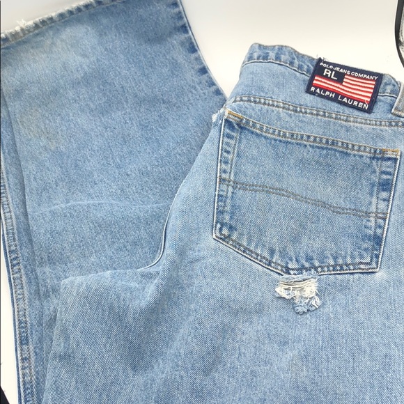 Vintage Polo Ralph Lauren Loose Jeans for Men’s 34/32 5 Pockets Distressed - Picture 1 of 12